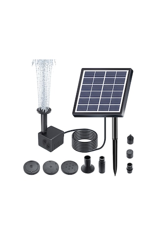 Yaozixa 6v 1.5w Güneş Paneli Sürücülü Fonten, 6 Mod 160l/h Akış, 50cm Yükseklik, 8 Başlı Nozzle, Dış Mekan Bahçe Su Havuzu Dekorasyonu, Siyah