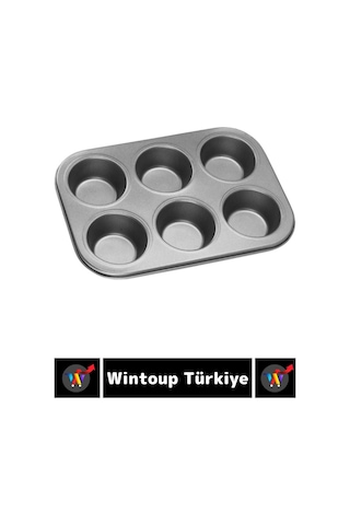 Premium Isıya Dayanıklı Yapışmaz Kolay Temizlenir Kek Brownie Cupcake 6'lı Muffin Kek Kalıbı Çok Renkli