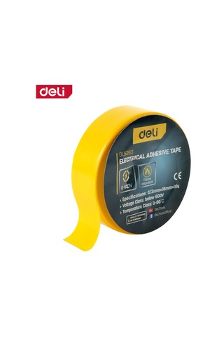 Delı Elektrik Yalıtım Bandı 0.13mm 18mm 10m Sarı İzolasyon Bandı