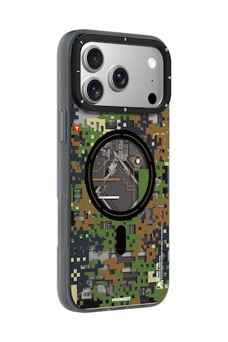 Apple Uyumlu iPhone 17 Pro Max Kılıf M-safe Şarj Özellikli Youngkit Camouflage Sykell Serisi Kapak Yeşil Yeşil
