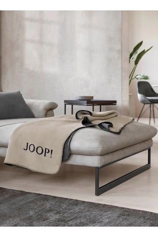 Joop Uni Doubleface Battaniye 150x200 Cm Çift Taraflı Yumuşak Doku Ve Zierstich Detay Pamuk Battaniye Koyu Gri 150 X 200 Cm