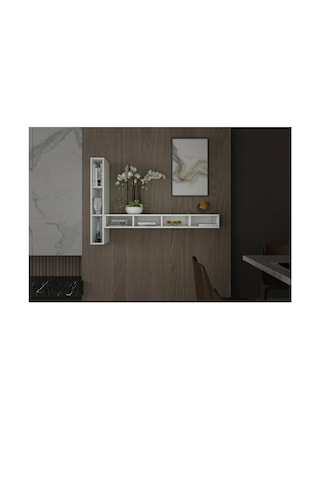 7 Raflı Modern Beyaz Duvar Rafı