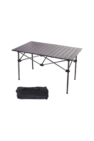 Sportaj Taşınabilir Kamp Masası Alüminyum Gövde Kolay Kurulum 90x55x50cm Siyah