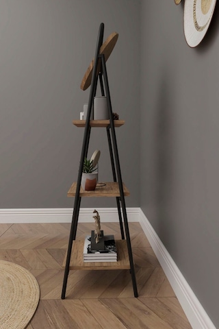 Aynalı 3 Raflı Düzenleyici Kitaplık Atlantik Çam Ofis Ev Hol Modern Çok Amaçlı Raf Ünitesi Atlantik Çam