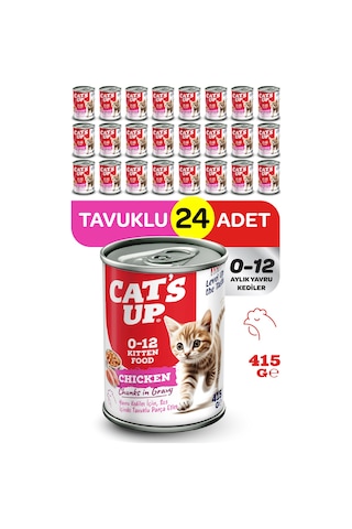 Cats Up Yaş Yavru Kedi Maması Tavuklu 415gr 24lü