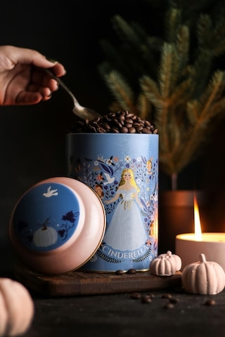 Fairytale Cinderella Desenli Yuvarlak Metal Saklama Kabı, 10,5 X 15 Cm, 1,1 Lt Desenli
