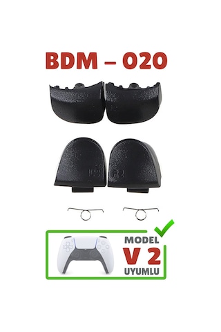Ps5 Tetik Seti V2 Uyumlu L1 R1 L2 R2 Omuz Tuşu Takım Ps5 Yedek Parça Version 2 Kol Tamiri Siyah