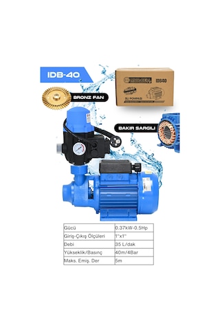 Idb40 Su Pompası Hidromat Set Bakır Sargılı