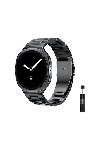 Samsung Galaxy Watch 9 / Watch 8 40mm/44mm Ve Watch 8 Classic 46mm Uyumlu Üç Bakla Paslanmaz Çelik Kordon Boşluksuz No Gap Tasarım, Dolu Metal, Baklası Çıkarılabilir Kayış Diğer