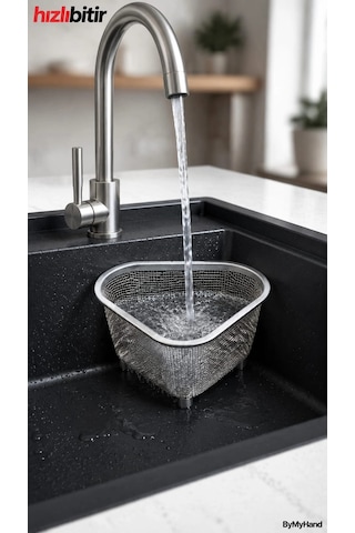 Bymyhand Paslanmaz Çelik Üçgen Lavabo Süzgeci Lavabo İçi Süzgeç Metalik Gri