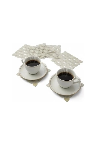 Cekihome 6'lı Dantel Kahve Sunumluğu 15x15 Cm Asorti Desenli Modern Sunum Aksesuarı Çok Renkli
