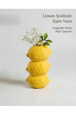 Limon Şeklinde Dekoratif Vazo Doğadan İlham Alan Tasarım Sarı