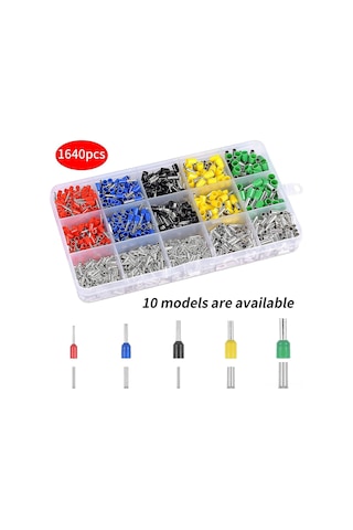 Kosona 1640 Adet Bakır Terminals Seti: 590 Isole + 1050 Isolütsüz Klempler, Elektrik Projeleri İçin Güvenilir Bağlantı, Ac/dc Uyumlu