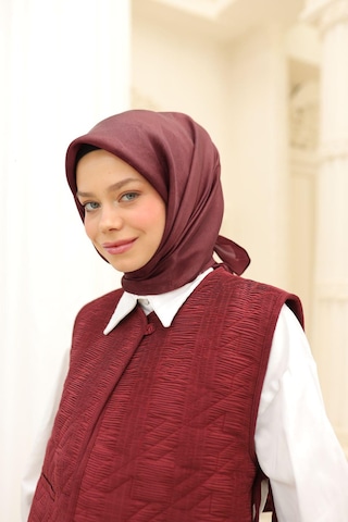 Silk Home Desenli Shiny Eşarp - 8647 - Yeni Bordo Yeni Bordo