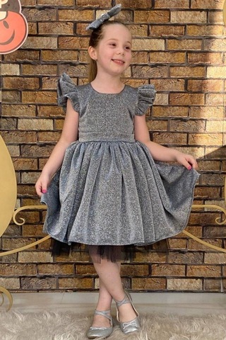 Riccotarz Kız Çocuk Parıldayan Gümüş Elbise 220210303 Gümüş