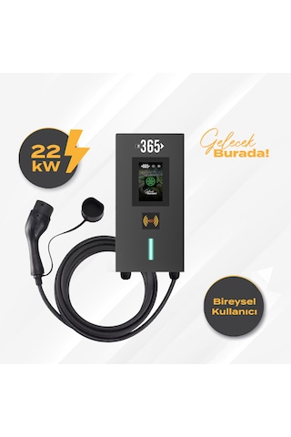 E 365 Ac Mini Tip 4.3 İnç Ekranlı Tek Kablolu Rfıd 22kw Şarj İstasyonu (Bireysel Kullanıcı)