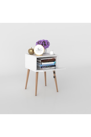 Kenzlife Komodin Kazuki Byz 60 39 39 Komidin Ahşap Ayaklı Kitaplık Ayakkabılık Kapaklı Arkalıklı Beyaz