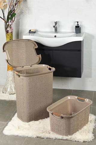 Woow Kirli Sepeti Ve Çamaşır Sepeti - Plastik Sepet- Bej