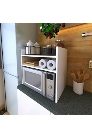 Beyaz Tezgah Üstü Raf - Fırın, Mıkrodalga Organızer Düzenleyici