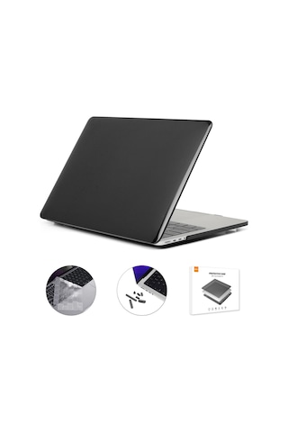 Enkay MacBook Pro 14" Koruyucu Laptop Kılıf Silikon Toz Fişleri Siyah