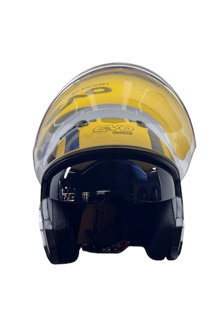 Kask Evo Marka Çenesiz Yarım Kask Beyaz - Mavi