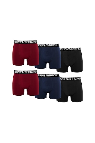 Boun Marche Erkek Boxer Likralı Premium 6'lı Kutu Falcon Siyah