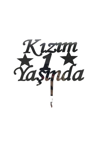 Kızım 1 Yaşında İlk Yaş Doğum Günü Partisi Pleksi Pasta Süsü Parti Süslemesi Özel Gün Ürünü Gümüş