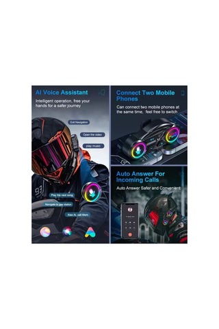 Jenerik Y13 Motor Kask Kulaklık Rgb Modlu Radyolu Motosiklet Kulaklık 5.3 Bluetooth Intercom