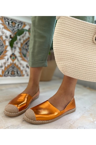 Metalik Turuncu Kadın Espadril Turuncu