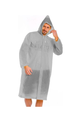 Unisex Kadın Ve Erkek Yağmurluk %100 Eva Çıtçıtlı Kapüşonlu Gri