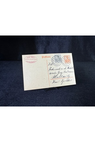 Antiye 1918 Yılından Almanya Germania Pullu 2 1/2 Pfennig Ve Germania 7 1/2 Pfennig Kendinden Pullu Postakartı