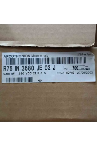 R75ın3680je02j 680nf 250v 22.5mm Arcotronıcs Polyester Kondansatör 20 Adet