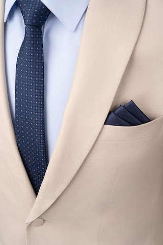Hatemoğlu Bej Slim Fit Çıkma Şal Yaka Desenli Takım Elbise