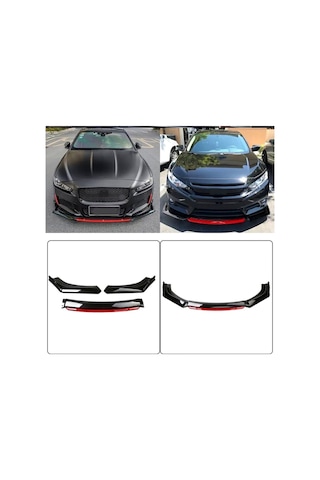 Opel İle Uyumlu Vectra 2002-2008 Ön Lip 4 Parça Kırmızı Tampon Eki
