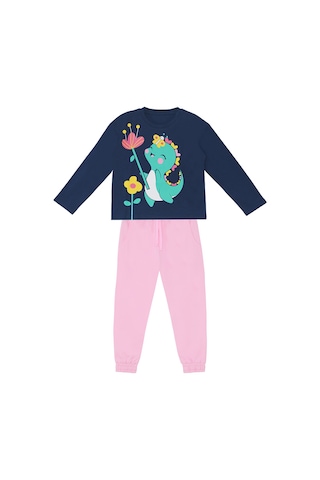 Denokids Tatlı Dino Kız Çocuk T-shirt Pantolon Takım Çok Renkli