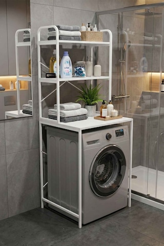 Çamaşır Makinesi Üstü Raf Beyaz 70 Cm Çok Renkli