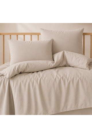 Lief Home %100 Pamuklu Sertifikalı Bebek Nevresim Takımı 100x150 63 Tel Dokuma Kutulu Gönderim Bej