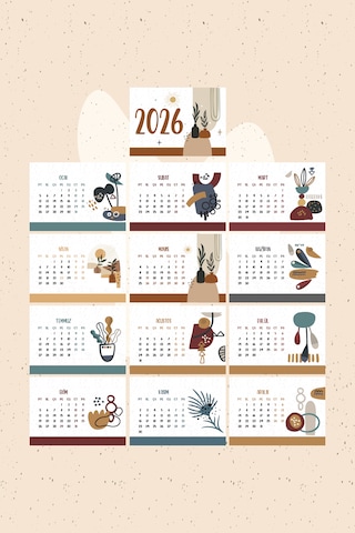 Bohoo Tasarım 2026 Masa Takvimi Pytktkv022