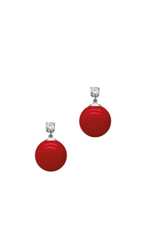 Işıltılı Mercan Taşlı Vidalı Gümüş Küpe