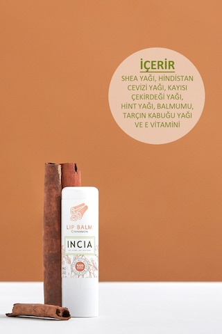 Incia %100 Doğal Dudak Besleyici Tarçın Bitkisel Nemlendirici Dudak Bakım Kremi 6 G