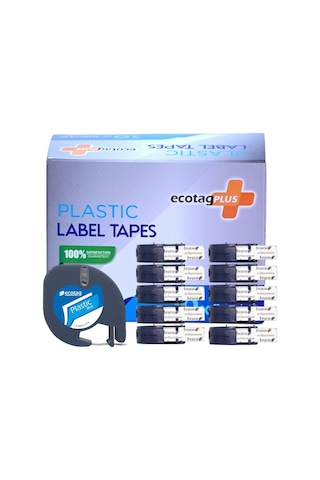 Ecotagplus Dymo Letratag Muadili Plastik Serit Etiket Mavi 10 Lu Pak