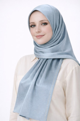 Mim Eşarp Mısırlı Eşarpları Taşlı Jan Jan Abiye Şal 75x190 Cm Gri