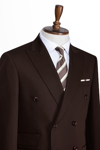 İlayda Emir Luxury, İtalyan Kesim,slim Fit, Kruvaze, Erkek Takım Elbise Kahverengi