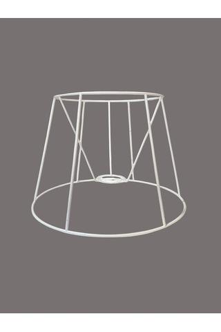 Konik Abajur Teli İskeleti Beyaz Statik Boyalı E27 Çap 30 Cm Metal