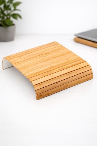 Bambu Koltuk Kolu Sehpası Esnek Lamelli Kolçak Tepsisi, Kanepe Üstü Servis & İçecek Standı Bambu