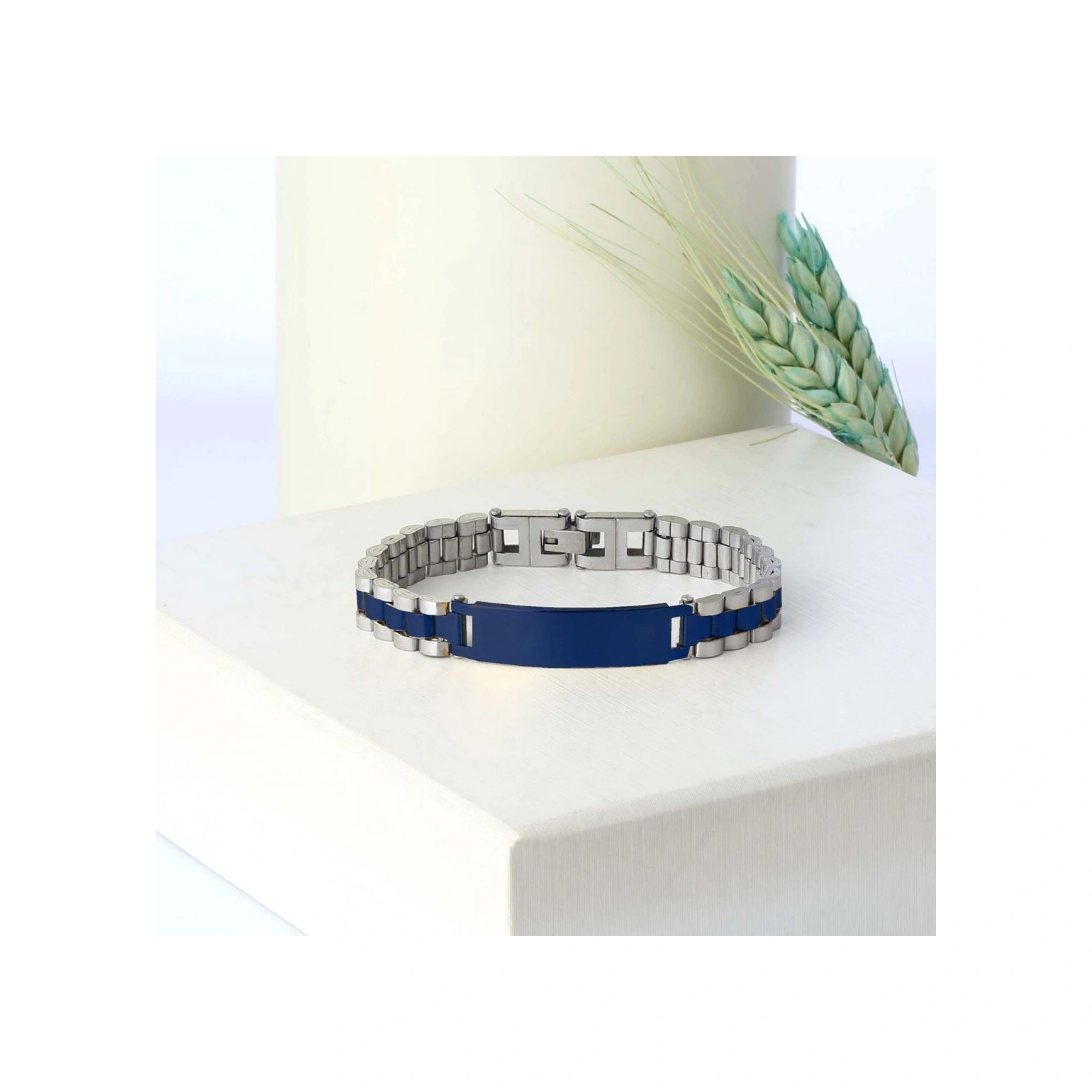 Moncuk Design Parlement Mavi İsim Yazılabilir Ful Çelik Bileklik 33511g2d3m Mavi