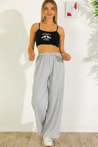 Pierles Kadın Kışlık Kalın Fitilli Kaşkorse Pijama Altı Eşofman Altı Cepsiz Gri -p01