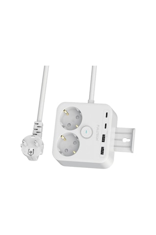Fulltech Beyaz Termal Akım Korumalı 2'li Priz 2x Type-C 2x Usb 3680 W FTR-21