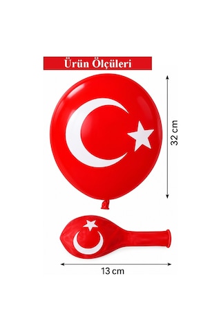 Atatüklü Ve Bayraklı Balon 40 Adet Ata Balon Süsleme 29 Ekim 23 Nisan Kırmızı Beyaz Balon Bayrak Balon Bayram Beyaz - Kırmızı