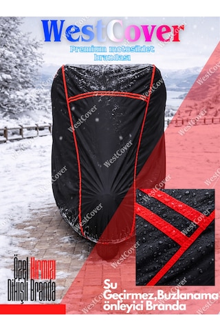 Kanuni Windys 150 Lx Uyumlu Siyah-kırmızı Dikişli Reflektörlü Motosiklet Brandası